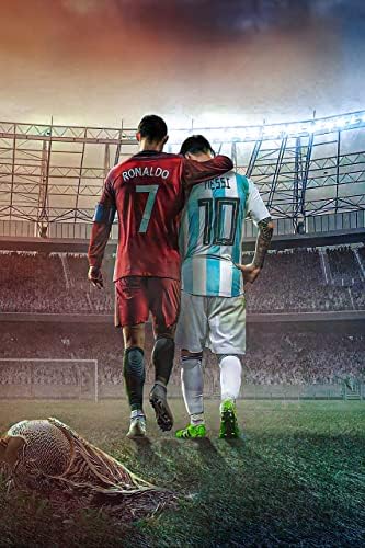 NITDODI fudbalske zvijezde Cristiano Ronaldo i Lionel Messi platneni Poster Art zidni dekor 16in×24in