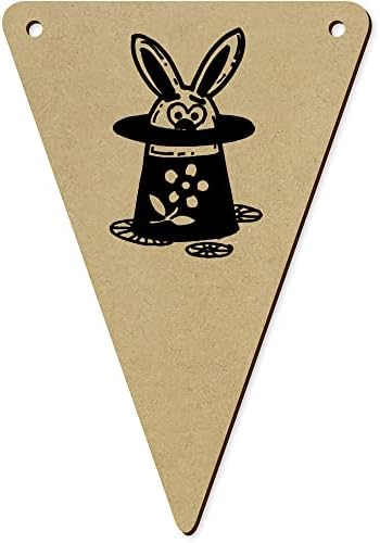 Azeeda 5 x 140 mm 'zec u čarobnom šeširu' drvene zastavice za Strnadice