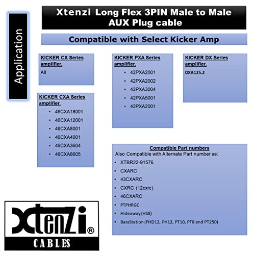 Xetenzi 3Pin priključak za kablovsku žicu XT91802 za BASS daljinski gumb kompatibilan sa Kicker CX DX PX