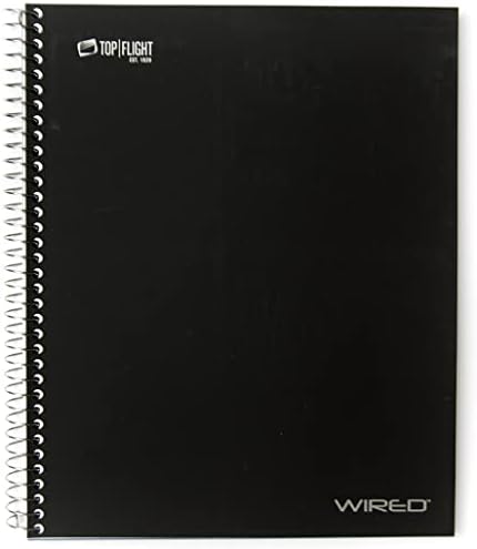 Top Flight Wired 3-Subject Wirebound Notebook sa 4 džepovima, 120 listovima, fakultetsko pravilo, 11 x 8.875