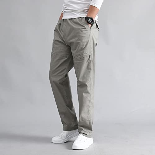 Teretne pantalone za muškarce Moderan čvrsti boja elastični struk ljetni prozračni pamučni udobni džepovi