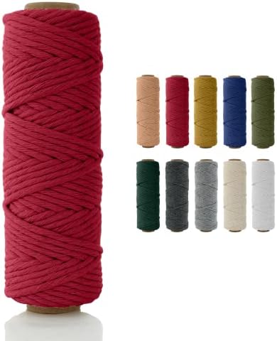 MacRame kabel 4mm x 100 ft, jednostrani sažani pamuk za DIY macramé zidni viseći, obnašalice, zanat, pletenje