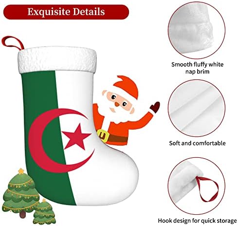 QG ZZX Božićne čarape sa bijelom super mekom plišane manžetne zastave Alžir Xmas Čarape Božićne ukrase Čarape