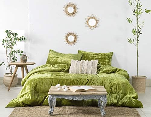 Labhanshi 3 komada set luksuzno zdrobljena mahovina zelena baršuna za pokrov za posteljinu boho posteljina