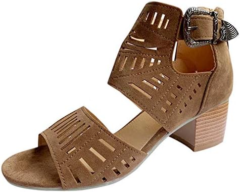 Morecome ženski retro gležnjač kaiš kaiš šuplji sandale za petu casual peep toe visoke pete sandale