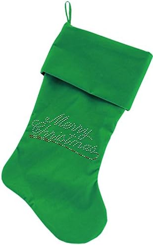 Mirage Pet proizvodi sretan božićni rhinestone 18 baršun božić, čarapa zelena