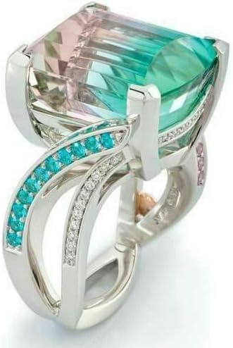 T-nakit modni srebrni višebojni dragi kamen CZ ženski vjenčani prsten veličine 6-10