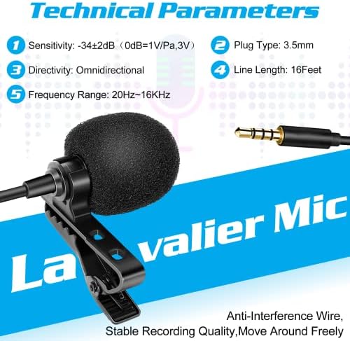 Profesionalni ocena Lavalier rever mikrofon za Yezz Liv 2 LTE kompatibilan sa iPhone telefonom ili blogovima