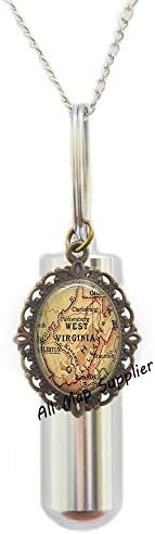 AllMapsupplier modna kremacija urna ogrlica zapad Virginia Mapa kremacija urna ogrlica, zapadna Virginia