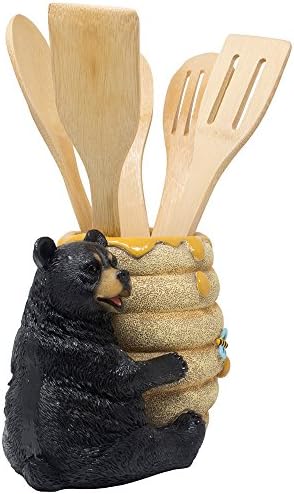 Dekorativni crni medvjed u košnici Honey Pot Countertop držač posuđa Crock Display Stand stolna statua za