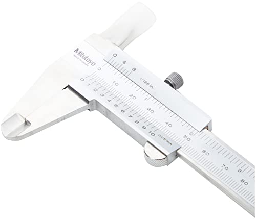 Mitutoyo 530-104 Vernier čelični čelik, za unutarnju, izvana, dubinu i koraku mjerenja, metrički, 0 / 0mm-150mm