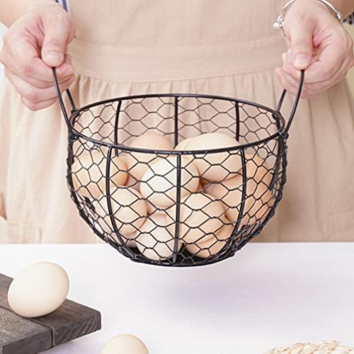 Cabilock metalne žičane korpe za jaja voćna korpa posuda za voće Rustikalna okrugla mala korpa za piletinu