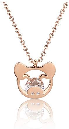 Caiyao slatka svinja Privjesak Ogrlica Rose Gold slatka životinja ogrlica poklon za žene djevojke