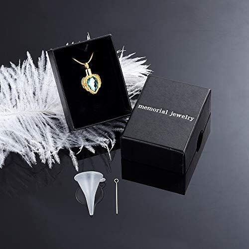 Memorijalni nakit Zlatna anđeoska krila staklena srčana urna pet / ljudska kremacija privjesak ogrlica Nakit