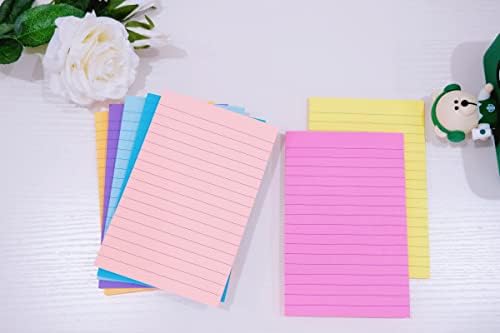 Lined Sticky Notes Post, 8 boja Self Sticky Notes Pad Its 4X6 in, Bright Post Stickies Colorful Big Square