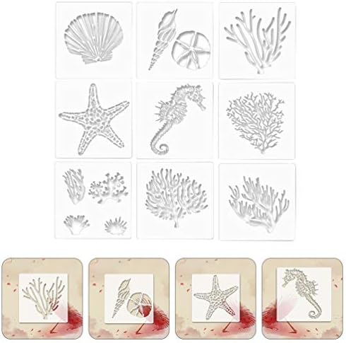 NUOBESTY biljke dekor 9kom mora okean stvorenja šablone ispod mora slika predloške za DIY art Crafts Scrabooking