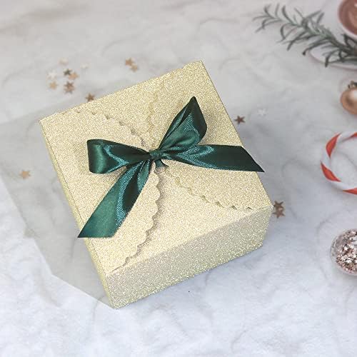 Wewiluck Male poklon kutije za poklone, zlatni sjajni božićni poklon kutije za žene, muškarce, prazan kvadratni