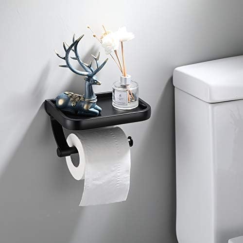 Yfqhdd zidni Crni držač toaletnog papira držač maramice držač rolne sa policom za odlaganje telefona kupatilo