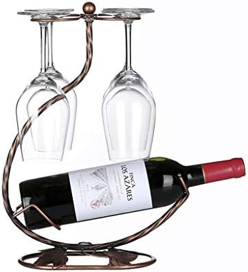 Moderna torbalna stola samostojeće metalne police za vino 1 boca vina i 4 staklena stalak za stalak za staklenu opremu, uređenje doma, bronza, h 15 inča, pibm