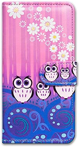 Bcov REVVL 6 5G Case, ljubičasta Owl Flower kožna preklopna futrola za telefon poklopac novčanika sa držačem za kartice nosač za T-Mobile REVVL 6 5G