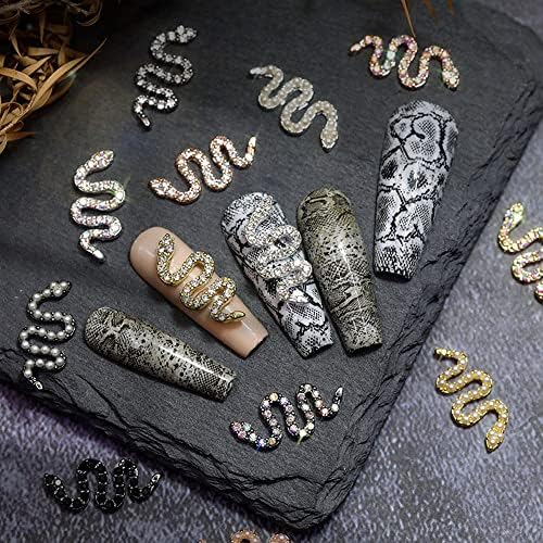 1 kutija Mini zmija Nail Art čari vještački dijamant Legura biser dizajn zlato / srebro 3d dijamant mali