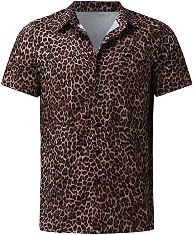 Bmisegm ljetna dress Shirt za muškarce muškarci Leopard Print Shirt kratki rukav okrenite dolje ovratnik Shirt shirt that Flip up and