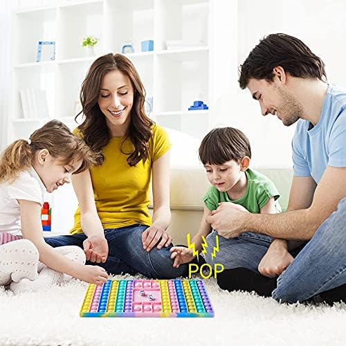 Xesakesi Pop igra Fidget igračke velike veličine, šahovska tabla sa silikonskim mjehurićima Rainbow gurnite popping zvuk Popper senzorne igračke za roditeljsko dijete, interaktivna igračka za oslobađanje od stresa i anksioznosti Igrajte se s prijateljima
