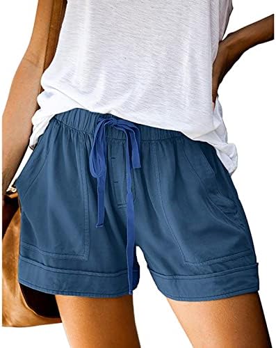 MFNDVD ženski ljetni šorc Plus Size Casual pamučni šorc sa vezicama mekane udobne pantalone sa čvrstim elastičnim