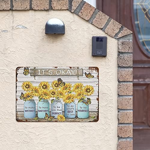 Jzzang Sunflower u redu je pogriješiti smiješni metalni znak Novosti metalni Retro zidni dekor za dom,ulicu,kapiju,barove,restorane, kafiće, znak za pabove prodavnica poklon 8x12 inča metalni znak
