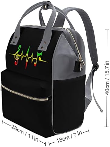 Reggae Music Pulse Heartbeat Vodootporni ruksak za mamu Veliki kapacitet od pelene torbe višenamjenska putna torba