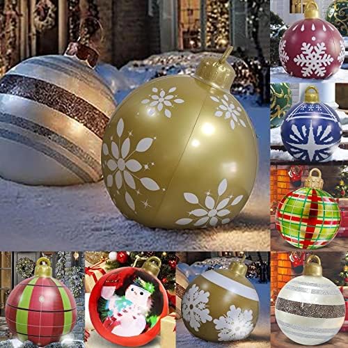 LikeSide Giant Božićna PVC ukrašena kugla, Božić na napuhavanje vanjski ukrasi za odmor nataklaci Kuglice Dekoracija velikog nametanja za kućni božićni praznični poklon lopta a