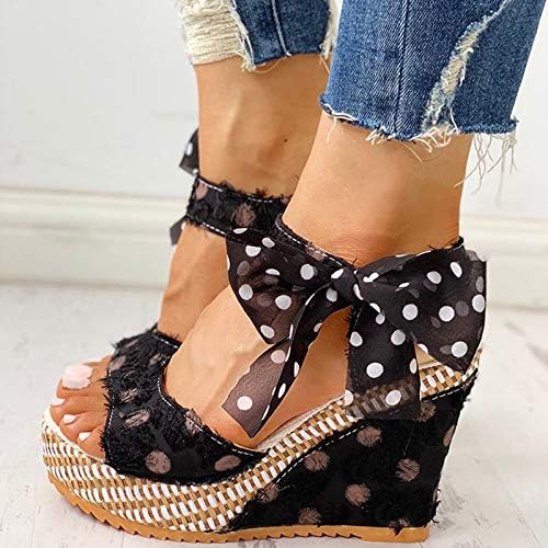 Padaleks Ženska platforma Klinovi za peta pumpe Sandale Dot Bow gležnjače Comfort Summer Sandal Vjenčanice cipele