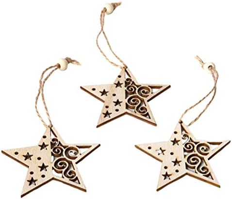GALPADA 3kom DIY drvena zvijezda viseća dekoracija Božić viseći DIY ukrasi drvene kriške Božićni ukrasi