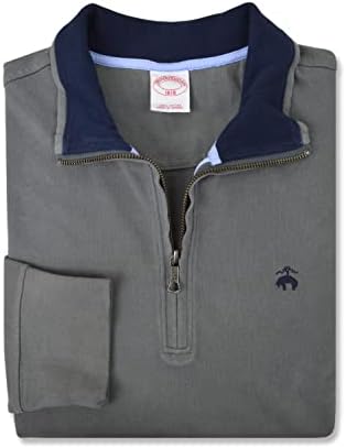 Brook Brooks Brooks Brothers muški pamučni kontrastni ovratnik džemper s puloverom s pola Patentnog zatvarača