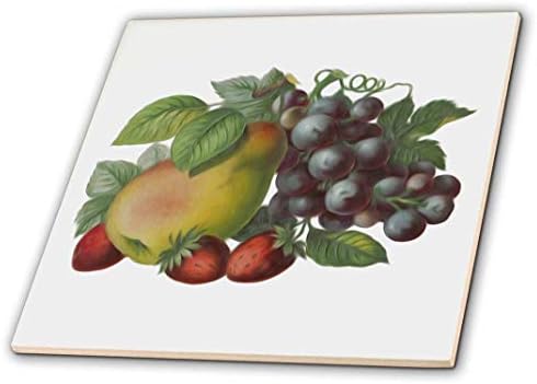 3drose Vintage viktorijansko voće ilustracija borovnice kruška i jagode-keramička pločica, 4-inč