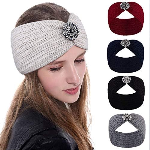 VIJIV Extra Wide Knit Turban Headbands head Wraps šal za ženske devojke, dame stilski Headwear Flapper kapa šešir Headcover