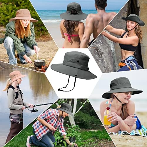 Menoly 2 Pack Ženski konjski rep sunčani šešir, UV zaštita Široki preklopni mrežice na plaži za plažu za pešače na otvorenom