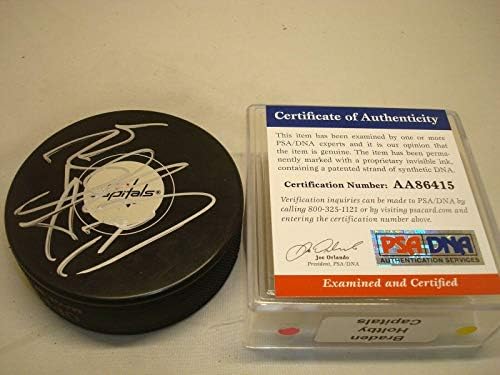 Braden Holtby potpisao Washington Capitals Hockey Puck sa autogramom PSA / DNK COA 1C-autogramom NHL Paks