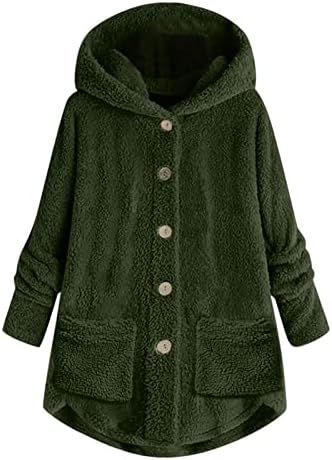 Basysin Plus size Zimski kaputi za žene s kapuljačom sa kapuljačom labava runo dugme za jaknu prema dolje prevelika odjeća