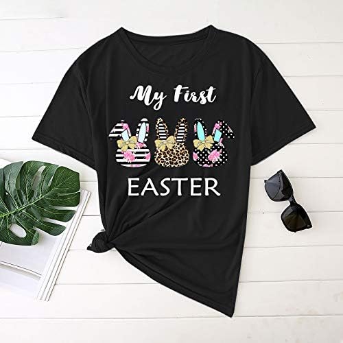 Majica za uskršnju košulju za žene Uskršnje tiskanje O vrata na otvorenom modna košulja na vrhu ženske majice