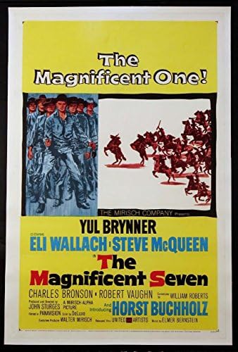 Veličanstveni sedam Yul Brynner Steve McQueen 1960 originalni jedan list 27x41 na posteljinu