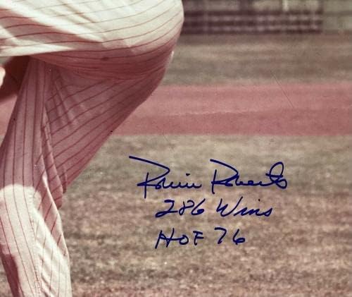 Robin Roberts potpisao je fotografiju 16x20 bejzbol phillies hof 76 statistike za autogram JSA - autogramirane