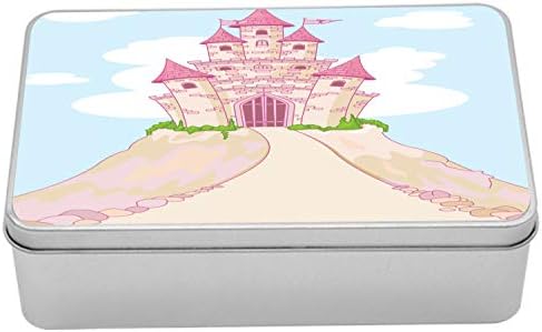 AMBESONNE CARTONA metalna kutija, velika palača na planini sa zatvorenim kapijama legendarna tema ilustracija,