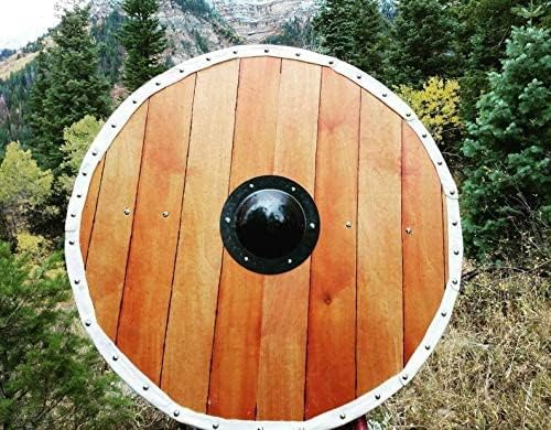 Srednjovjekovni autentični Norse Viking Shield: Autentična baltička breza Larp srednjovjekovni / antikne / oklop Halloween 30 '' Brown