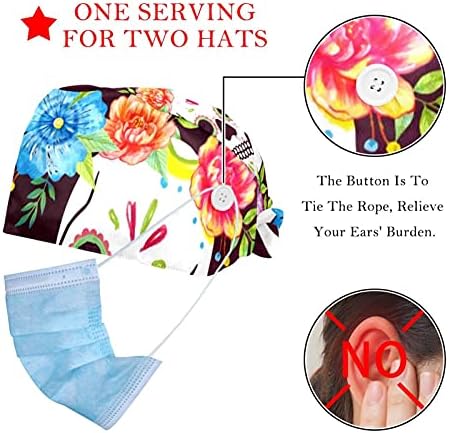 Deyya 2 paketa paunska pero boja podesiva radna kapa s dužnim duksevima za dužnu za medicinske sestre HONGE