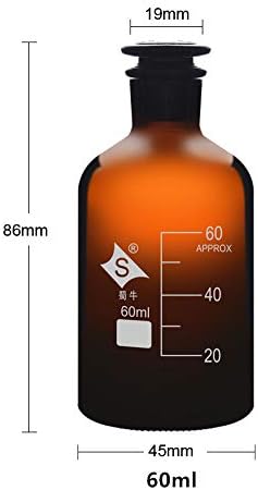 Laboratorijska boca sa reagentama 60ml Amber Glass uskih usta sa prizemnom staklom