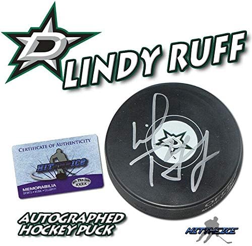 Lindy Ruff potpisao Dallas Stars Puck-w / COA-Autogramed NHL Paks