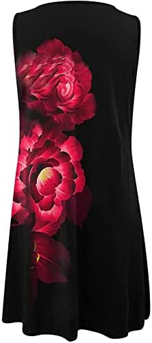 Trebinske haljine za žene Ležerne ljetne cvjetne tiskane haljina bez rukava u šupljim haljinom kratke plaže