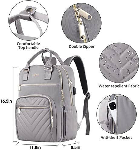 Yiormior ruksak za žene, putnički ruksak za prijenosna računala sa USB punjenjem, modnom studentskom školskom