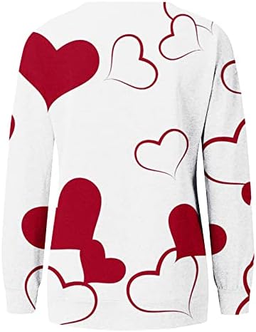 JJHAEVDY Valentines Day plus size pulover žene o-vrat vrhovi Dugi rukav pulover Ljubav Srce grafički Top